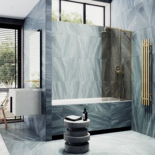 Шторка на ванну MaybahGlass MGV-916-3 99см золото